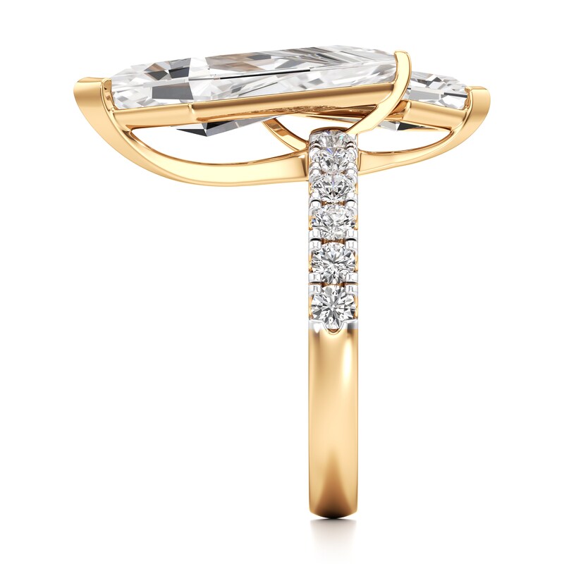 Main Image 3 of J'Lure Kite Step-Cut Two-Stone Lab-Grown Diamond Engagement Ring 4-3/4 ct tw 18K Yellow Gold