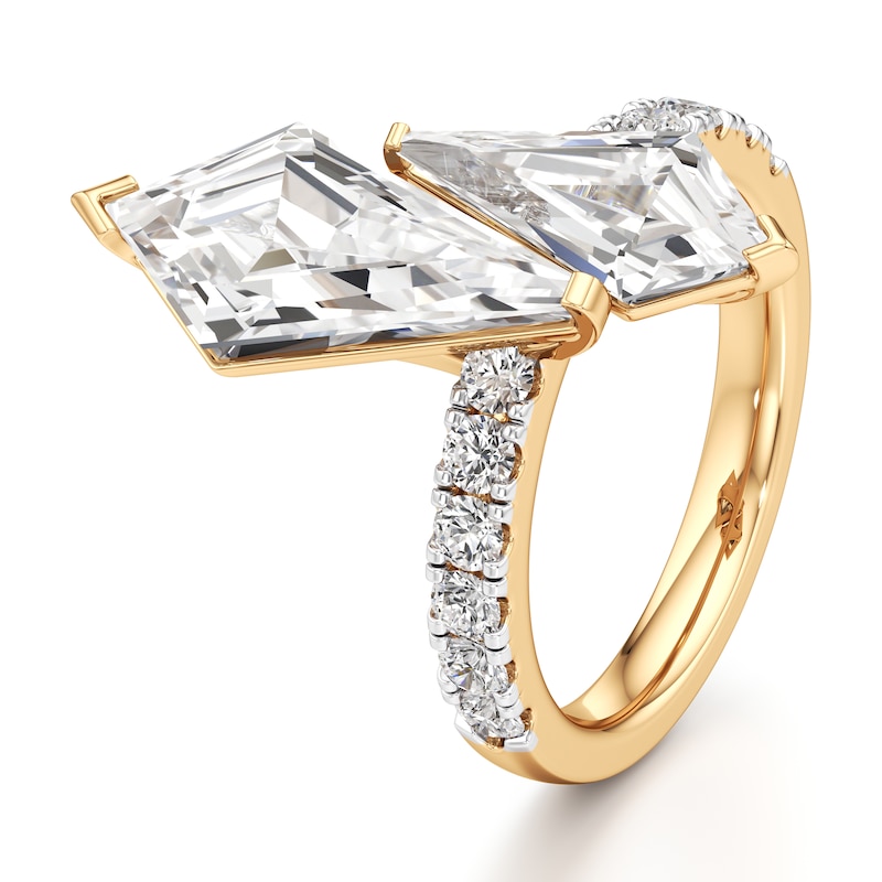 Main Image 4 of J'Lure Kite Step-Cut Two-Stone Lab-Grown Diamond Engagement Ring 4-3/4 ct tw 18K Yellow Gold