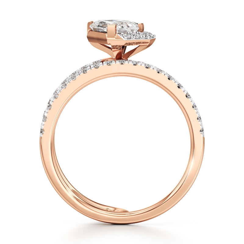 Main Image 2 of J'Lure Imperial-Emerald Step-Cut Lab-Grown Diamond Spiral Engagement Ring 1-3/8 ct tw 18K Rose Gold