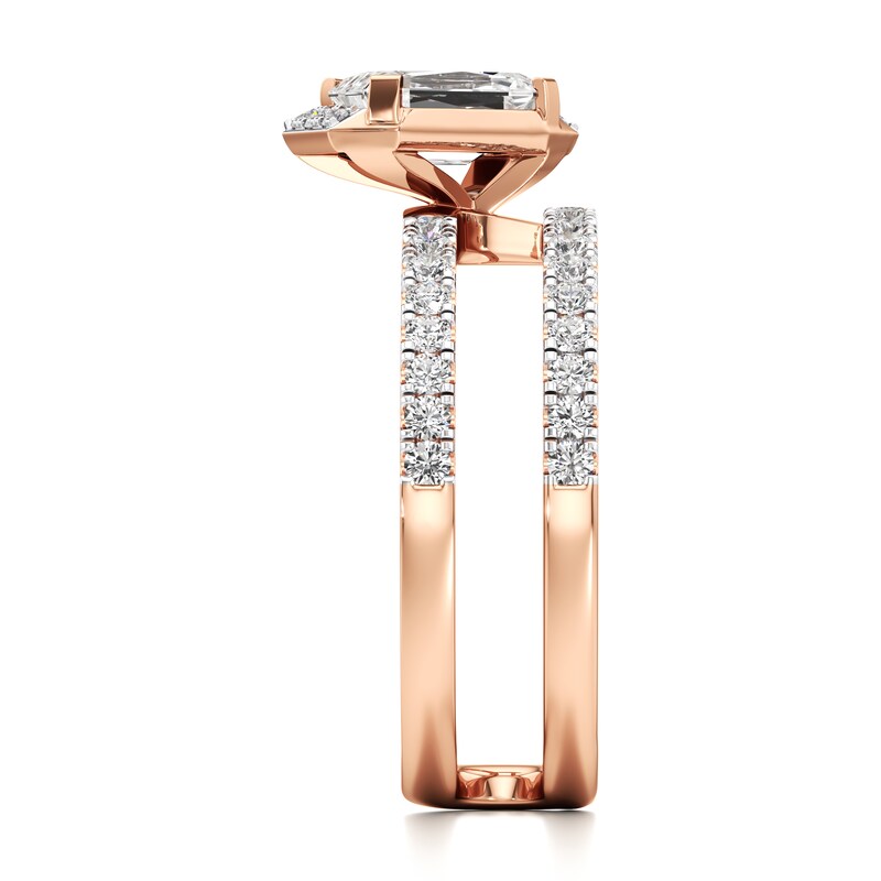 Main Image 3 of J'Lure Imperial-Emerald Step-Cut Lab-Grown Diamond Spiral Engagement Ring 1-3/8 ct tw 18K Rose Gold