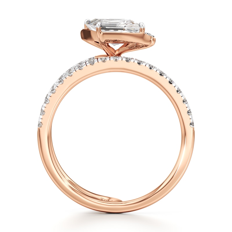 Main Image 2 of J'Lure Lozenge Step-Cut Lab-Grown Diamond Spiral Engagement Ring 1-3/8 ct tw 18K Rose Gold