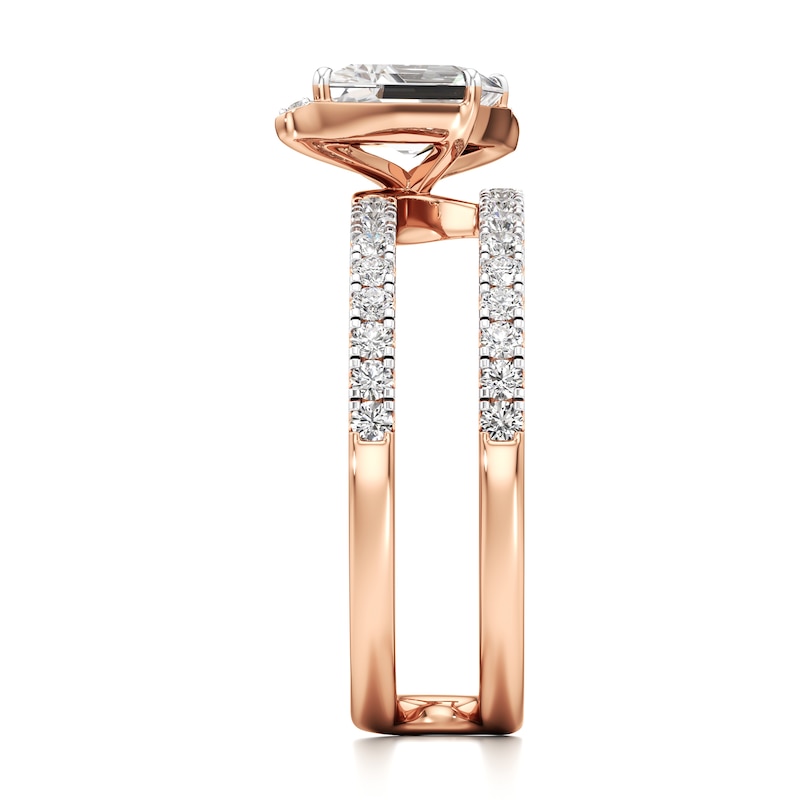 Main Image 3 of J'Lure Lozenge Step-Cut Lab-Grown Diamond Spiral Engagement Ring 1-3/8 ct tw 18K Rose Gold