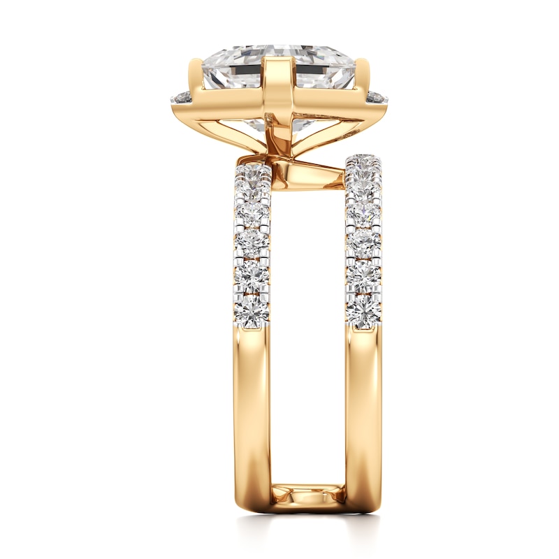 Main Image 3 of J'Lure Square-Emerald Step-Cut Lab-Grown Diamond Spiral Engagement Ring 3-3/4 ct tw 18K Yellow Gold