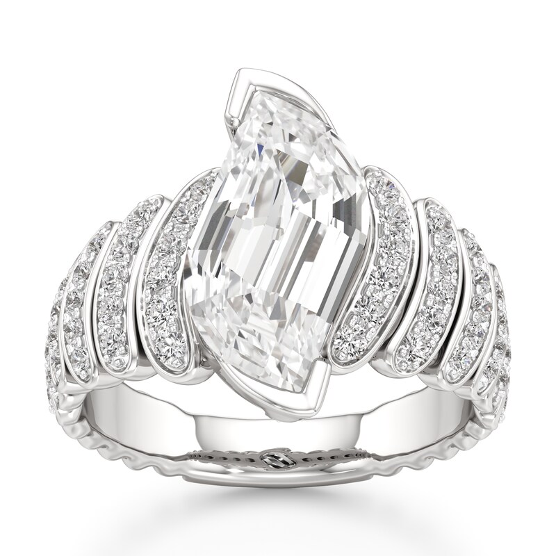 Main Image 1 of J'Lure Leaf Step-Cut Lab-Grown Diamond Engagement Ring 3-1/2 ct tw 18K White Gold