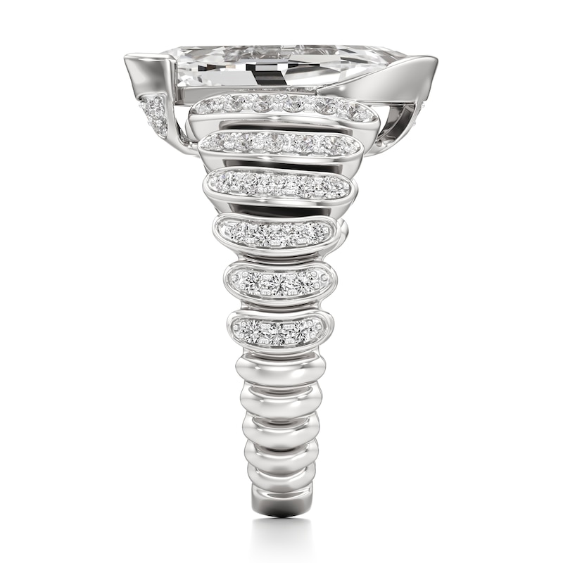 Main Image 3 of J'Lure Leaf Step-Cut Lab-Grown Diamond Engagement Ring 3-1/2 ct tw 18K White Gold