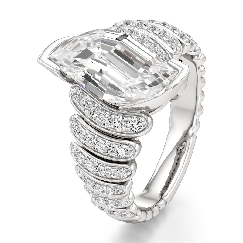 Main Image 4 of J'Lure Leaf Step-Cut Lab-Grown Diamond Engagement Ring 3-1/2 ct tw 18K White Gold