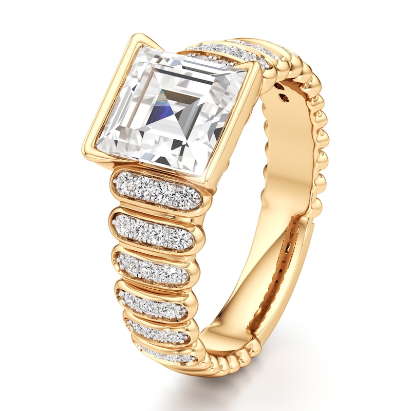 Main Image 4 of J'Lure Carre Step-Cut Lab-Grown Diamond Engagement Ring 2-1/3 ct tw 18K Yellow Gold