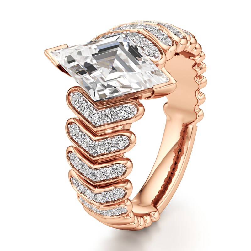 Main Image 4 of J'Lure Lozenge Step-Cut Lab-Grown Diamond Engagement Ring 2-3/8 ct tw 18K Rose Gold
