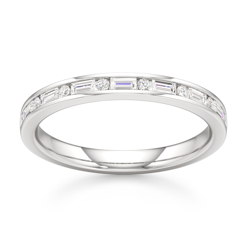 Main Image 1 of J'Lure Baguette & Round-Cut Lab-Grown Diamond Wedding Band 1/3 ct tw 18K White Gold