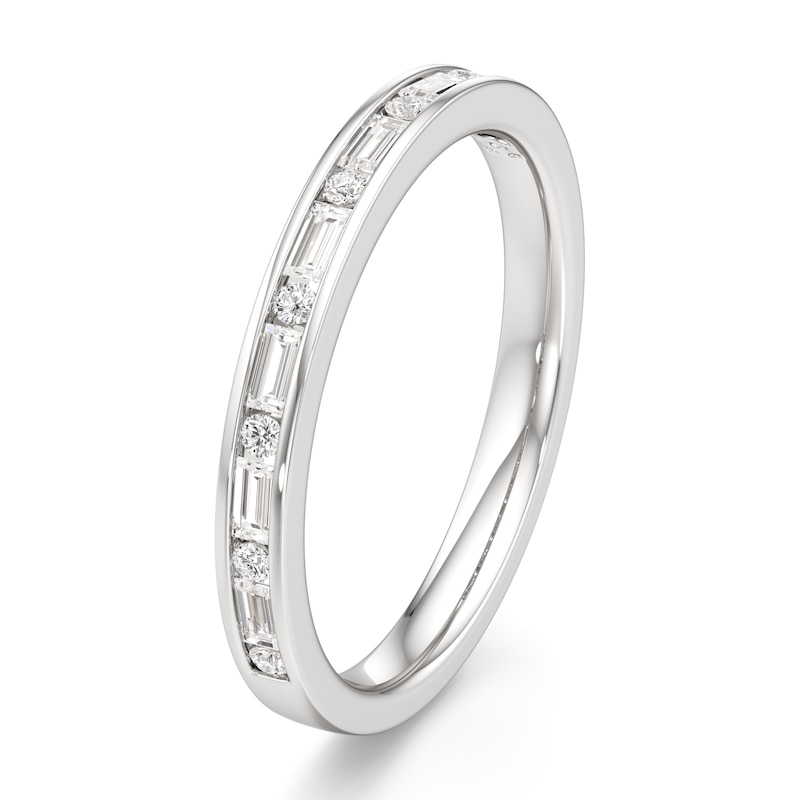 Main Image 4 of J'Lure Baguette & Round-Cut Lab-Grown Diamond Wedding Band 1/3 ct tw 18K White Gold