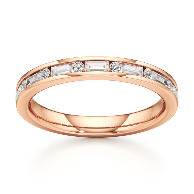 Main Image 1 of J'Lure Baguette & Round-Cut Lab-Grown Diamond Wedding Band 3/8 ct tw 18K Rose Gold