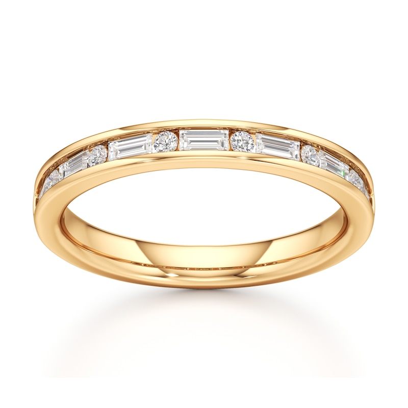 Main Image 1 of J'Lure Baguette & Round-Cut Lab-Created Diamond Wedding Band 3/8 ct tw 18K Yellow Gold
