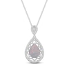 Thumbnail Image 1 of Pear-Shaped Lab-Created Opal & Diamond Necklace 1/10 ct tw Sterling Silver 18"