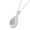 Thumbnail Image 2 of Pear-Shaped Lab-Created Opal & Diamond Necklace 1/10 ct tw Sterling Silver 18"