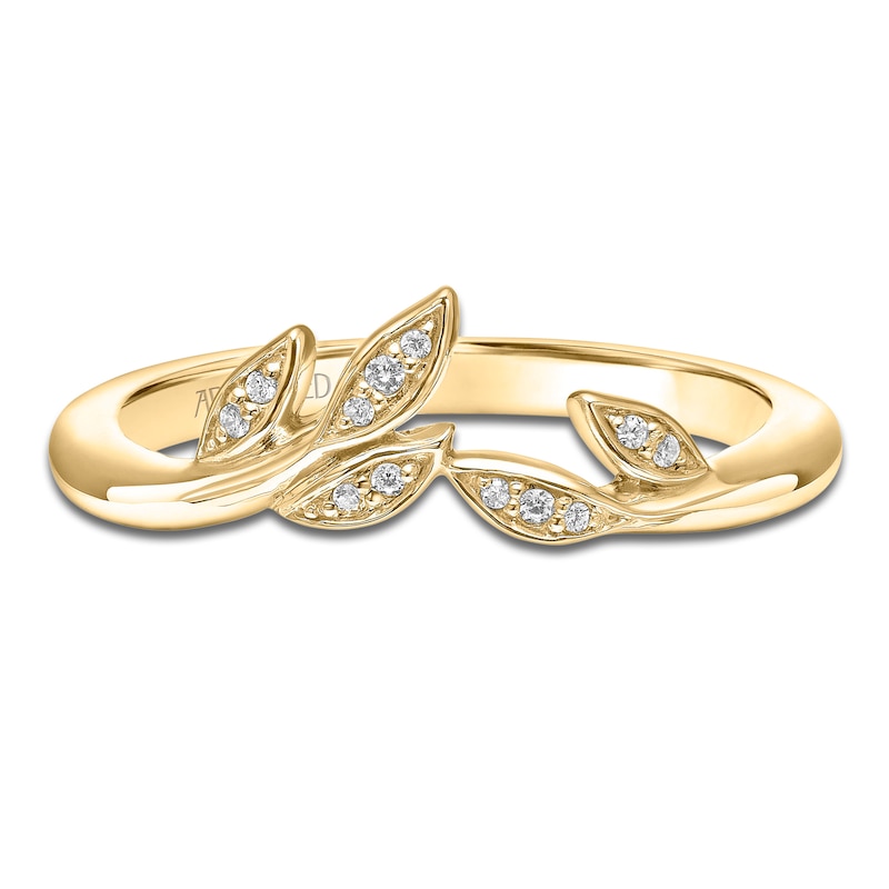 Main Image 2 of ArtCarved Diamond Leaf Anniversary Ring 1/20 ct tw 14K Yellow Gold