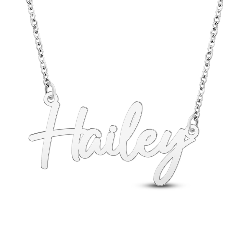 Main Image 1 of Script Nameplate Necklace 10K White Gold 18"