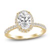 Thumbnail Image 1 of Oval-Cut Lab-Grown Diamond Halo Engagement Ring 2-3/4 ct tw 14K Yellow Gold
