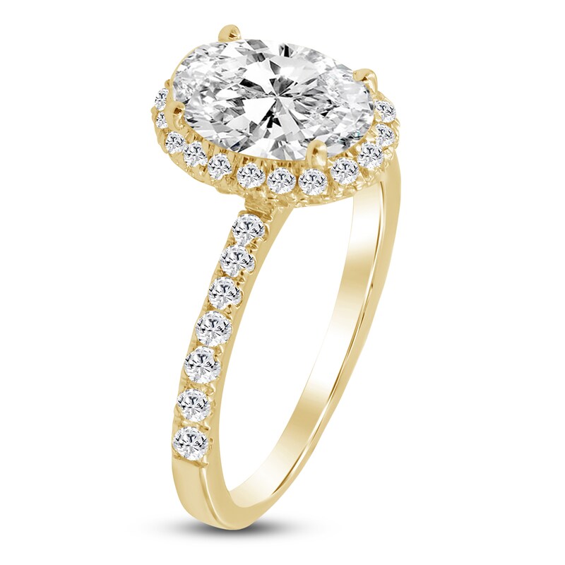 Main Image 2 of Oval-Cut Lab-Grown Diamond Halo Engagement Ring 2-3/4 ct tw 14K Yellow Gold