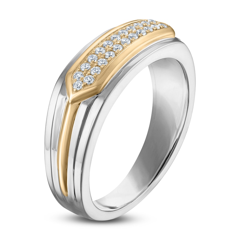 Main Image 2 of Men's Diamond Ring 1/4 ct tw Sterling Silver & 14K Yellow Gold