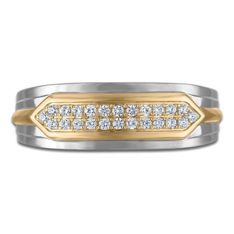Main Image 3 of Men's Diamond Ring 1/4 ct tw Sterling Silver & 14K Yellow Gold