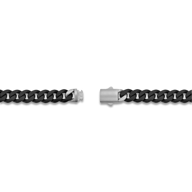 Main Image 4 of Men's Matte Cuban Curb Chain Bracelet 10mm Stainless Steel & Black Ion Plating 8.5"
