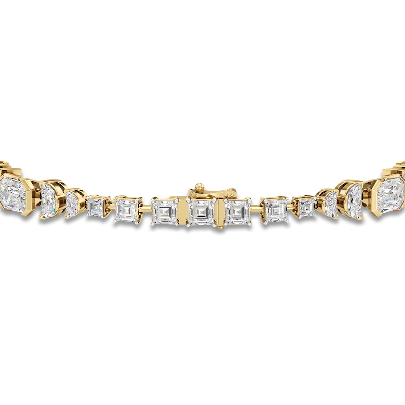 Main Image 3 of J'Lure Imperial Emerald Step-Cut & Multi-Shape Lab-Grown Diamond Bracelet 8-7/8 ct tw 14K Yellow Gold 7"