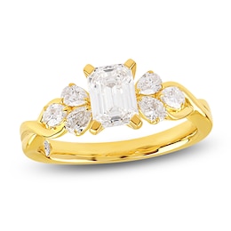 Storied Diamond Desert Sands of Eternity Emerald-Cut Engagement Ring 1-5/8 ct tw 18K Yellow Gold