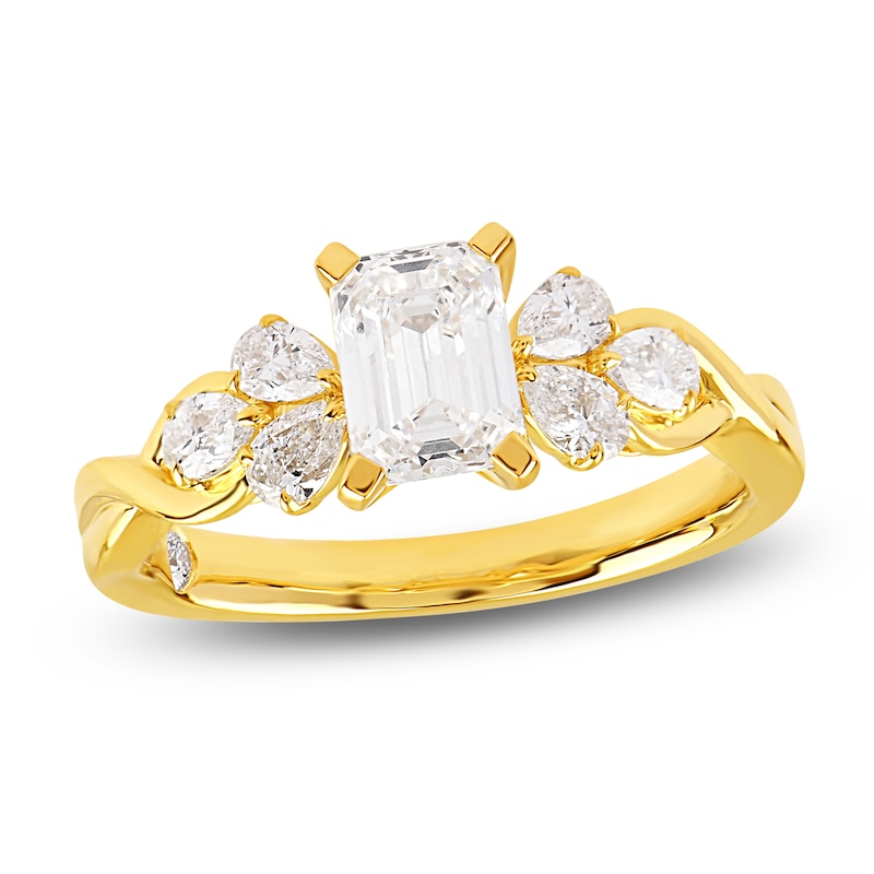 Main Image 1 of Storied Diamond Desert Sands of Eternity Emerald-Cut Engagement Ring 1-5/8 ct tw 18K Yellow Gold
