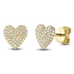 Shy Creation Diamond Pavé Heart Stud Earrings 1/4 ct tw 14K Yellow Gold SC55025708