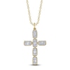 Thumbnail Image 1 of Shy Creation Baguette & Round-Cut Multi-Diamond Cross Necklace 1/4 ct tw 14K Yellow Gold 18" SC55027791RD