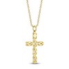 Thumbnail Image 3 of Shy Creation Baguette & Round-Cut Multi-Diamond Cross Necklace 1/4 ct tw 14K Yellow Gold 18" SC55027791RD