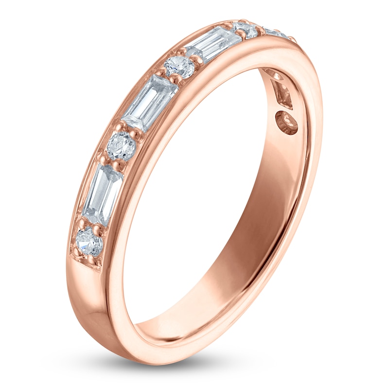 Main Image 2 of Vera Wang VOW Round & Baguette-Cut Lab-Grown Diamond Wedding Band 1/2 ct tw 14K Rose Gold