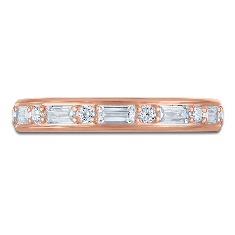 Main Image 3 of Vera Wang VOW Round & Baguette-Cut Lab-Grown Diamond Wedding Band 1/2 ct tw 14K Rose Gold