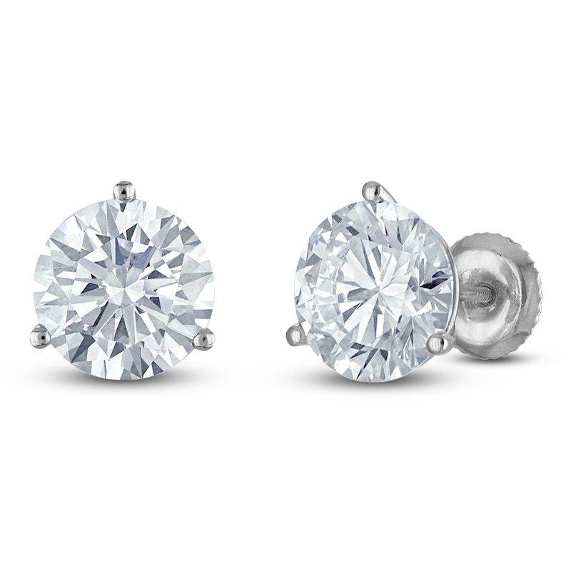 Main Image 2 of Round-Cut Lab-Grown Diamond Solitaire Stud Earrings 5 ct tw 18K White Gold (VS2/F)