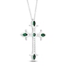 Thumbnail Image 3 of Marquise & Round-Cut Natural Emerald & Diamond Cross Necklace 1/10 ct tw 14K White Gold 18"