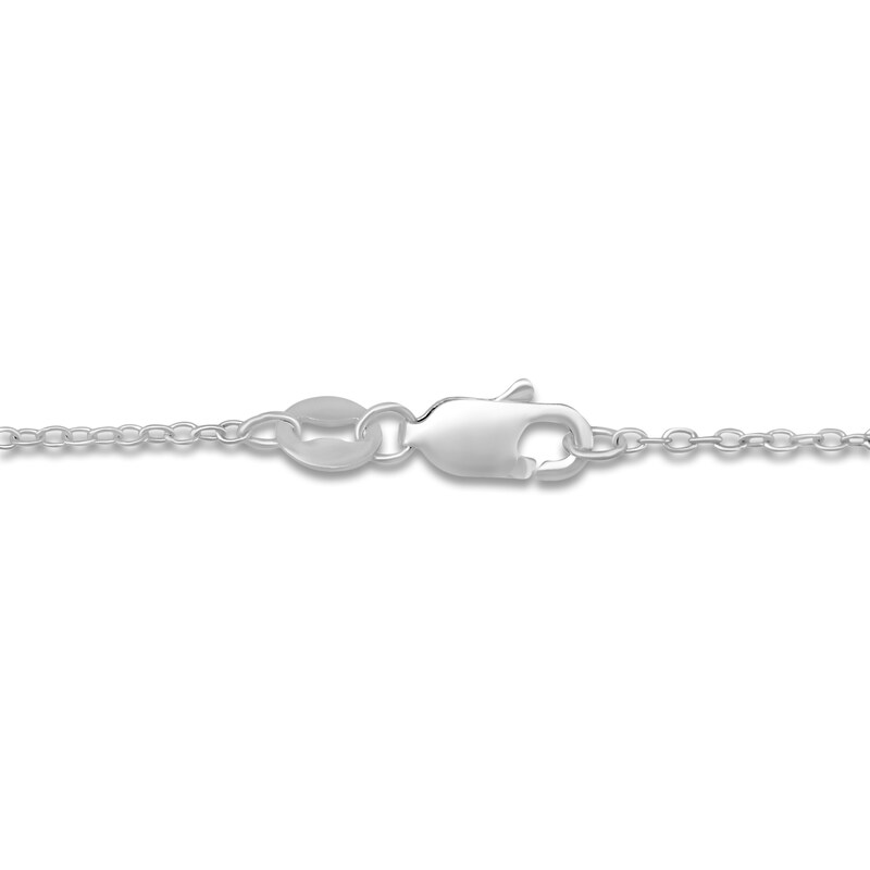 Main Image 5 of Marquise & Round-Cut Natural Emerald & Diamond Cross Necklace 1/10 ct tw 14K White Gold 18"