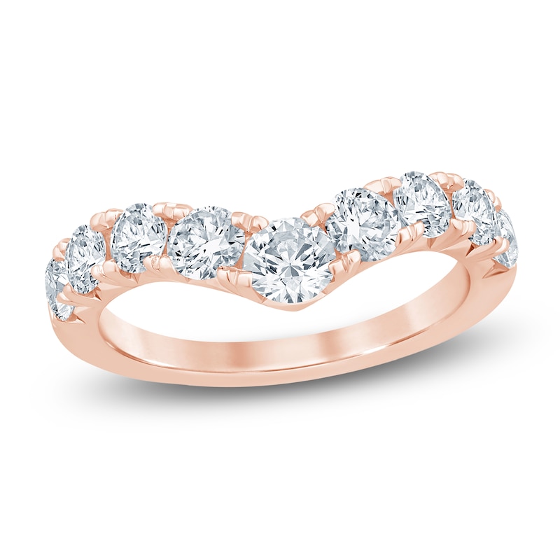Main Image 1 of Lab-Grown Diamond Graduated Chevron Anniversary Ring 1-1/2 ct tw 14K Rose Gold