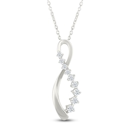 Diamond Graduated Infinity Necklace 1/4 ct tw Sterling Silver 18"