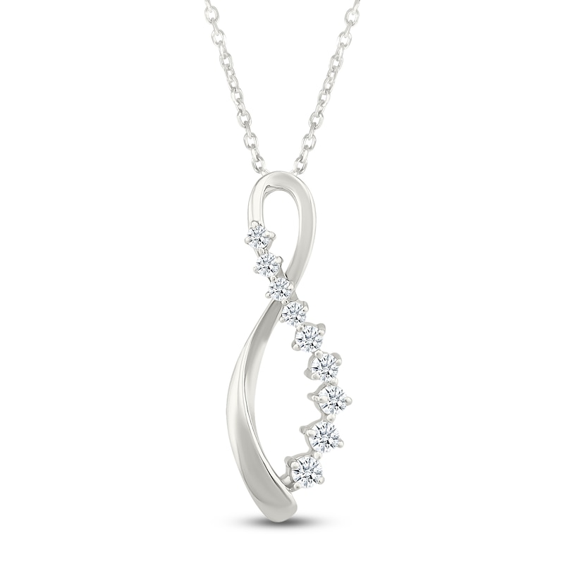 Main Image 1 of Diamond Graduated Infinity Necklace 1/4 ct tw Sterling Silver 18"