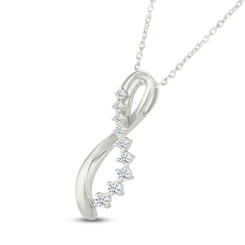 Main Image 2 of Diamond Graduated Infinity Necklace 1/4 ct tw Sterling Silver 18"