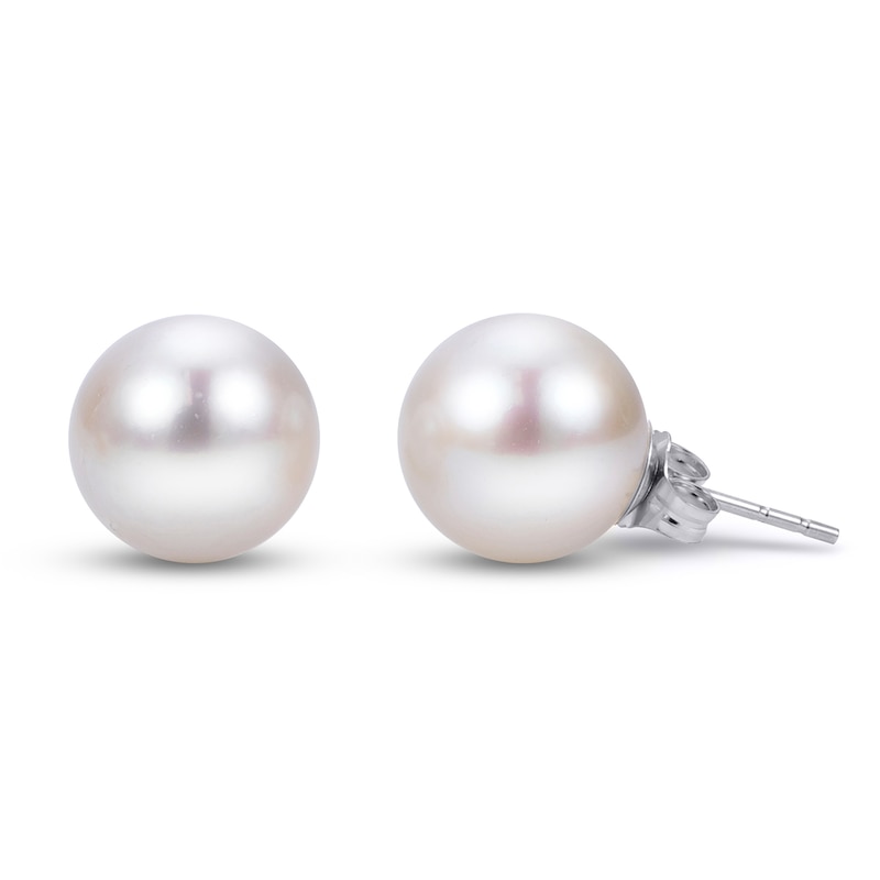 Main Image 1 of Cultured Pearl Stud Earrings 14K White Gold 9-9.5mm