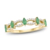 Thumbnail Image 1 of Marquise-Cut Natural Emerald & Diamond Scalloped Ring 1/5 ct tw 10K Yellow Gold