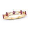 Thumbnail Image 1 of Marquise-Cut Natural Ruby & Diamond Scalloped Ring 1/5 ct tw 10K Yellow Gold
