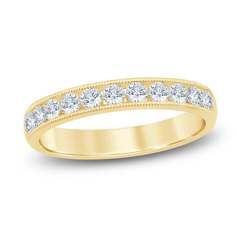 Main Image 1 of Certified Diamond Channel-Set Milgrain Anniversary Ring 1 ct tw 14K Yellow Gold