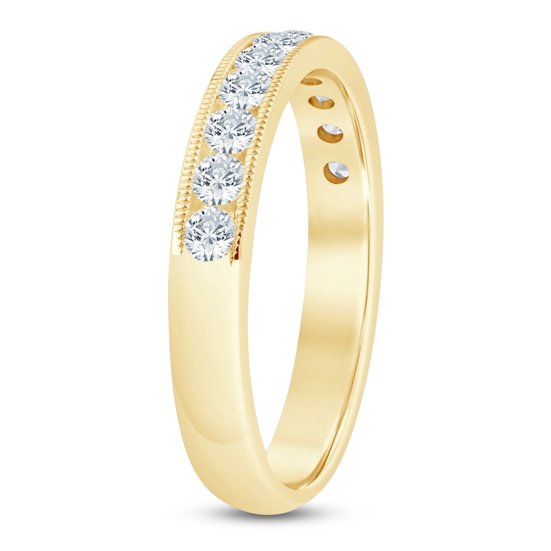 Main Image 2 of Certified Diamond Channel-Set Milgrain Anniversary Ring 1 ct tw 14K Yellow Gold
