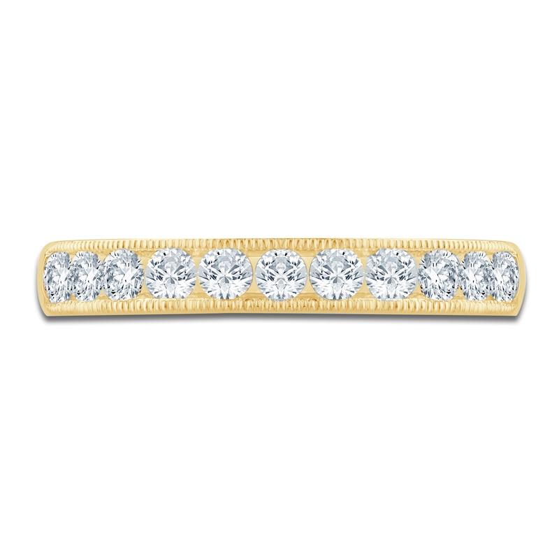 Main Image 3 of Certified Diamond Channel-Set Milgrain Anniversary Ring 1 ct tw 14K Yellow Gold