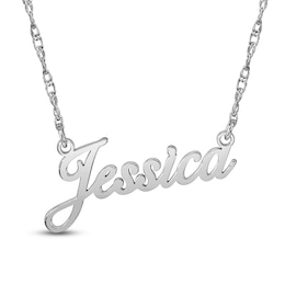 Script Name Necklace 14K White Gold 18"