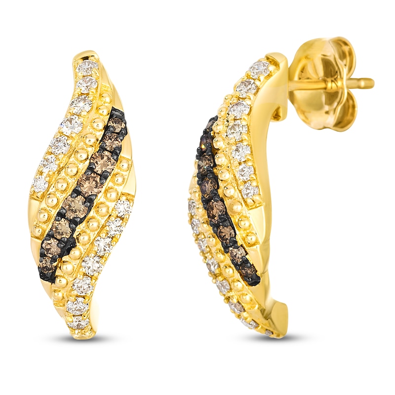 Main Image 2 of Le Vian Diamond Flame-Shaped Stud Earrings 1/2 ct tw 14K Honey Gold