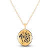 Thumbnail Image 1 of Men's Black Diamond & Enamel Lion Silhouette Necklace 1 ct tw 10K Yellow Gold 20"