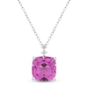 Thumbnail Image 1 of Cushion-Cut Pink & White Lab-Created Sapphire Pendant Necklace Sterling Silver 18"